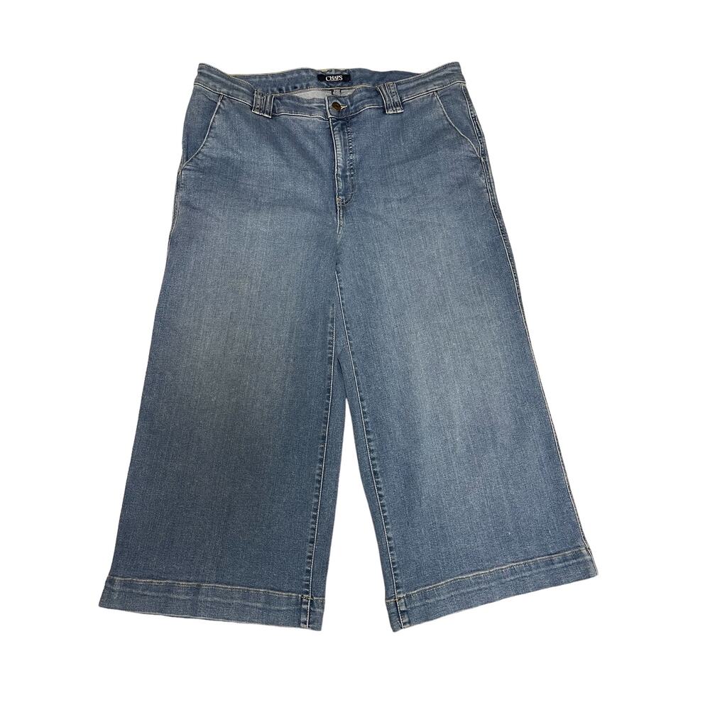 Chaps Denim Wide Leg Trouser style Cropped jeans, Soft Silky Stretch, Ladies 16